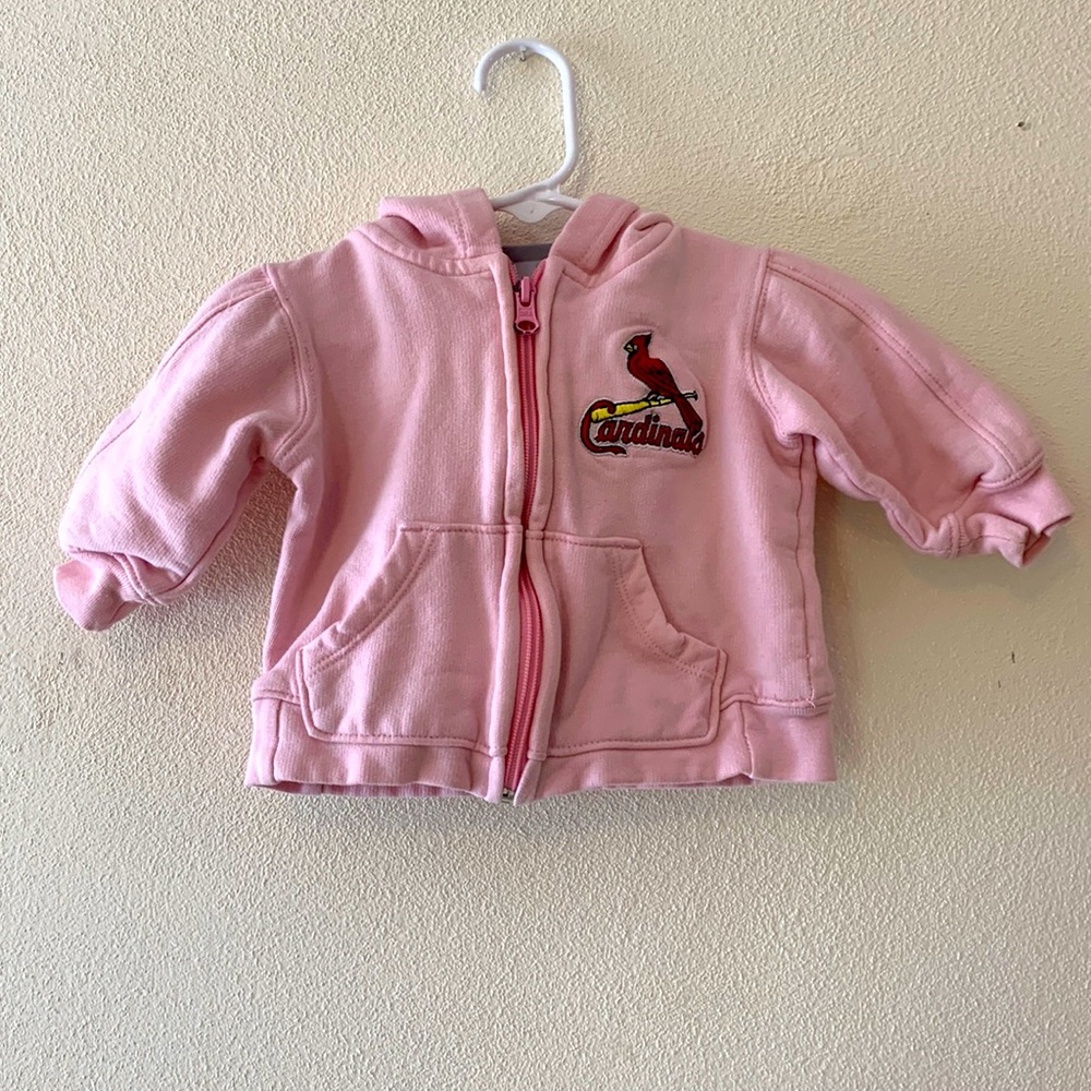 🌺 MLB St Louis Cardinals Pink Zipper Jacket for Infant Baby Girl Size 6/9M